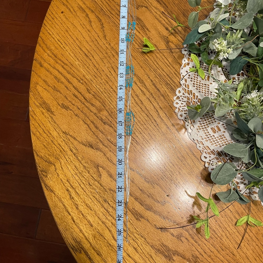 Liquid silver and turquoise multi-strand necklace - Picture 5 of 6